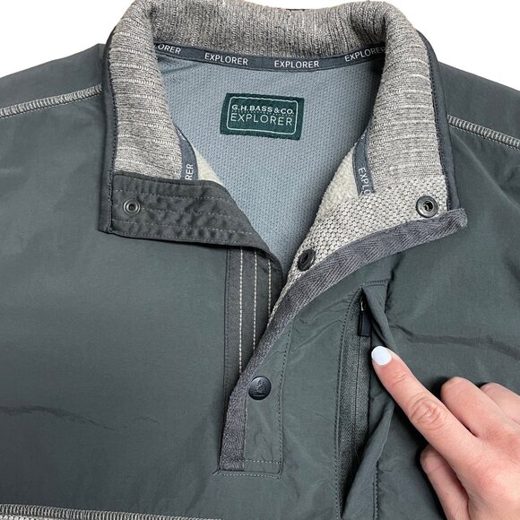 GH BASS & CO EXPLORER SWEATER HONEYCOMB FLEECE QUARTER SNAP PULLOVER OUTDOOR - Picture 4 of 7